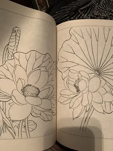 Flower Outline Book Flowers Peony Iris Mums Japanese Tattoo Art Reference Book - Picture 1 of 12