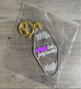 New Smash the Patriarchy Keychain Clear Acrylic Motel W/ Floral Design 3.5” - Picture 1 of 7