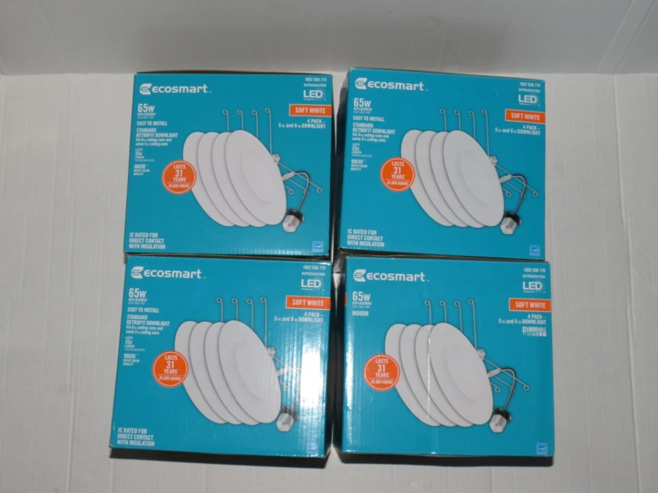 EcoSmart 1002936719 6" Integrated LED White Canless Recessed Light Trim (3 Box)