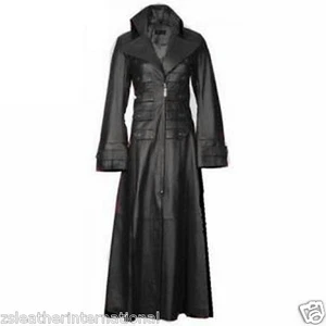 Genuine Cow Leather Coat Women Steampunk VAN HELSING Gothic Stylish Trench Coat - Picture 1 of 2