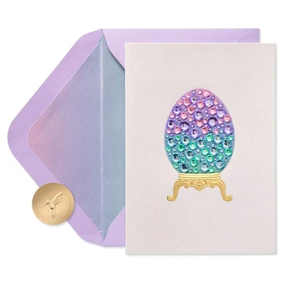 Papyrus Premium Pastel Easter Egg Greeting Card Embossed Gems Blank Inside - Image 1 of 4