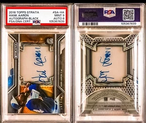 Topps Strata Hank Aaron 2016 automático negro PSA 9/auto 8 Braves HOF Legend 🔥/50 - Imagen 1 de 3
