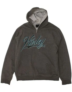 HURLEY Mens Graphic Zip Hoodie Sweater XL Grey Cotton AS09 - Picture 1 of 4