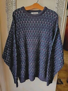 Vintage Jantzen Pullover Herren Gr. L blau Opa strukturiert Cosby 90er Y2K strukturiert  - Bild 1 von 11