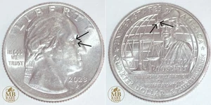 2023 P Roosevelt Quarter - Doble cubo de trabajo OMS-001 y fichas - Moneda de error rara - Imagen 1 de 5