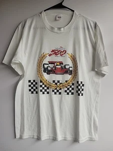 Vintage 1980s 73rd Indianapolis 500 Large Single Stitch White T-shirt 20x27 Wolf - Imagen 1 de 7