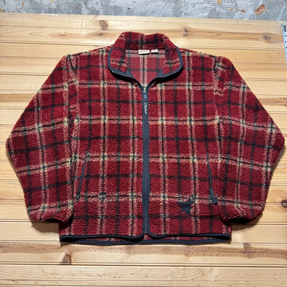 Jaqueta Gorpcore Vintage Anos 90 Xadrez Zíper Completo Sherpa Lã Externa Fabricada nos EUA Grande - Imagem 1 de 4