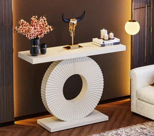 Tribesigns Console Table, Hall Table With A Round, Flower-Shaped Base, Narrow Wo - Picture 1 of 5