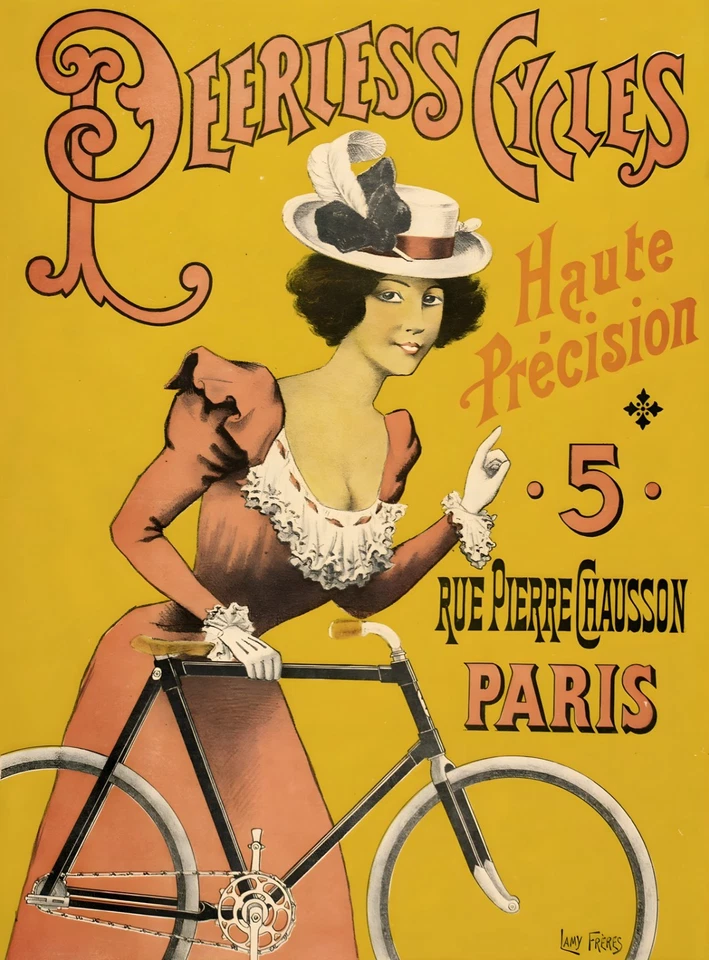 16501.Wall Decor Poster.Interior Art.Peerless Cycles French Ad Nouveau Woman - Image 1 of 1