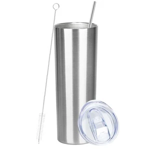 20 oz Skinny Tumbler with Lid and Straw,Stainless Steel Vacuum Insulated Tumb... - Picture 1 of 8