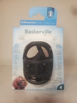 Baskerville Pequeño Negro Ultra Basket Bozal Perro Negro Talla 4 Foto 1 de 4