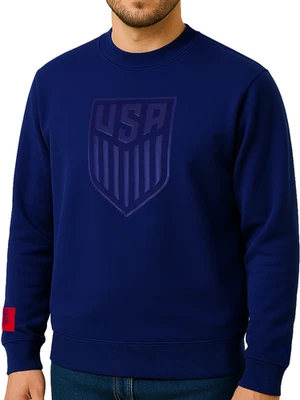 Suéter Pullover Cuello Redondo Logo Puff Fútbol EE. UU., Azul Monocromático Fútbol EE. UU. Foto 1 de 4