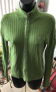 PAVI Femme Sweater M Knit Zipper Close Cardigan Lime Green - Picture 1 of 7