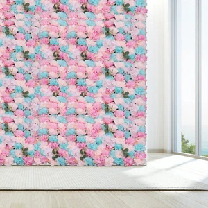 12pcs Artificial Flower Wall Rose Floral Panel Backdrop Decor for Party Wedding - Foto 1 di 11