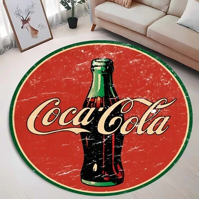Retro Design Coca Cola Coke Rug, Drink Water Cola Rug, Chair Round Rug - Image 1 of 4