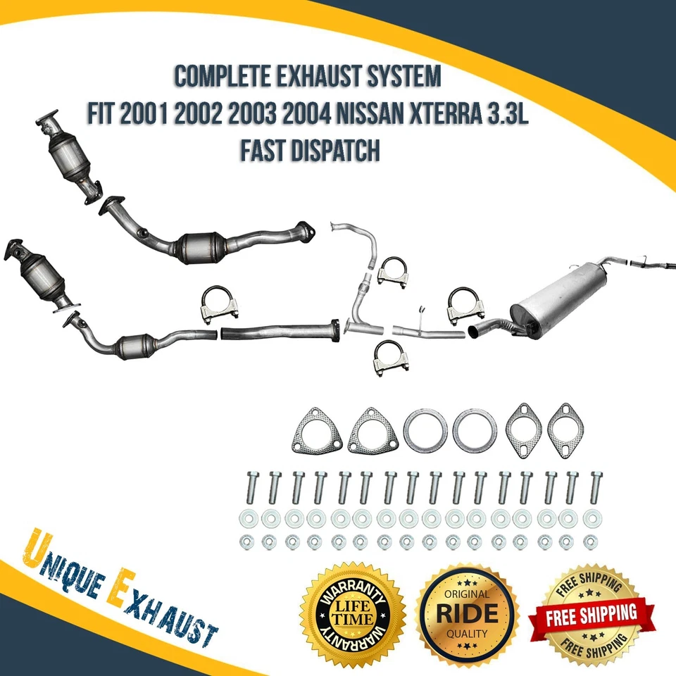 Complete Exhaust System Fit 2001 2002 2003 2004 Nissan Xterra 3.3L FastShip NEW - Image 1 of 4