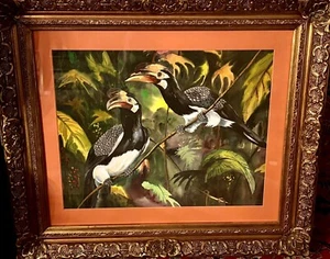 c. 1950 Watercolor Painting By Cornelius Cole Smith, USA - Hornbills 34” X 30” - Picture 1 of 5
