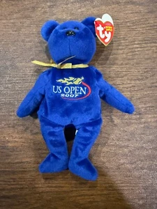 TY BEANIE BEBÉ CON ETIQUETA OSO DE PELUCHE AZUL US OPEN 2007 TOPSPIN - Imagen 1 de 3