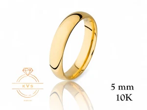 10K Yellow Gold 5mm LOW DOME Wedding Band Ring - Comfort Fit HIGH POLISHED New - Picture 1 of 9