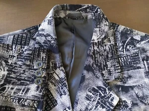 RARE 44R Velvet Velour NYC Statue of Liberty Skyline Print Blazer Jacket - Picture 1 of 12