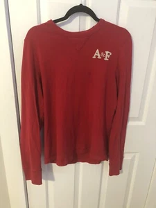 Vintage Abercrombie & Fitch Mens XL lable muscle long sleeve pullover shirt RED - Picture 1 of 8