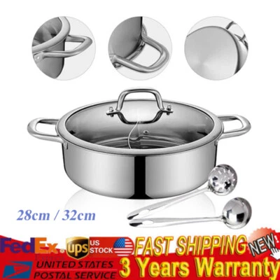 SENDERPICK Stainless Steel Shabu Dual Sided Divider Cooking Soup Hot Pot Cookware with Lid