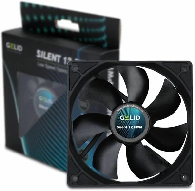 Gelid Solutions Silent 12 PWM Black 120mm Quiet PC Case Fan 4-Pin PWM 64.5 CFM - Image 1 of 4