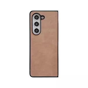 Durable Brown Leather Pattern Protective Case for Samsung Galaxy Z Fold 5 Phone - Picture 1 of 7