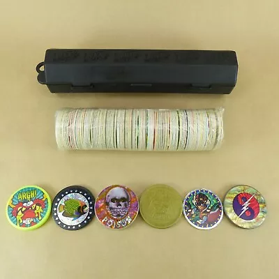 125 Pogs + 6 Slammers + Pog Case 1990s Retro Nostalgia! Pog Game Ready To Play - Image 1 of 2