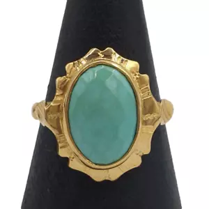 Ring Vintage 60er Jahre aus Gold Massiv 18K Mit Türkis Made in Italy für Frauen - Bild 1 von 14