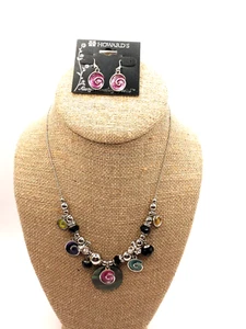 Juego de collar y pendientes Howards tono plata cadena con detalles de esmalte de colores nuevo con etiquetas - Imagen 1 de 11