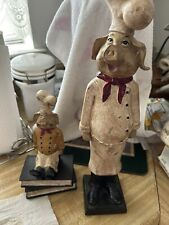 Set Of 2 French Chef Pigs - Heavy Resin