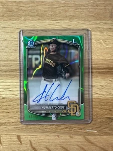 2025 Bowman Chrome Humberto Cruz 1st Auto Green Lava Refractor /99 Padres Padres - Picture 1 of 4