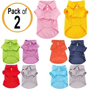 PACK of 2 Select Сolors Dog Polo Shirt T-Shirt Puppy Cat Clothes For SMALL Pet - Picture 1 of 3