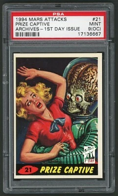 1994 Topps Mars Attacks Archives - 1st Day Issue #21 Prize Captive PSA 9OC - Image 1 of 3