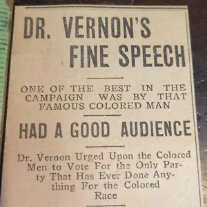 Recorte de periódico americano negro Dr William T Vernon de Kansas City 1906 - Imagen 1 de 2