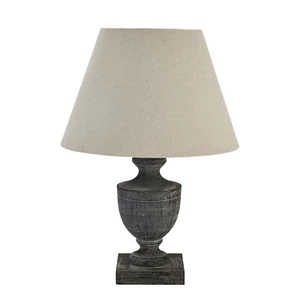Incia Urn Wooden Table Lamp Brown Wood Lighting - Picture 1 of 5