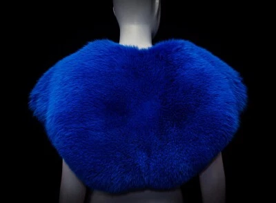 Genuine Electric Blue Fox Fur Bolero Shrug Jacket - Image 1 of 4