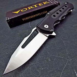VORTEK BIGEYE 8Cr13MoV Blade Black G10 Ball Bearing Flipper Folding Pocket Knife - Picture 1 of 5