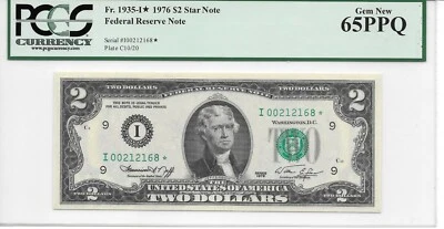 Fr. 1935-I* 1976* $2 FRN Minneapolis STAR PCGS 65 PPQ GEM NEW - Image 1 of 2