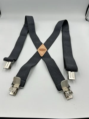 Dickies Mens Industrial Suspenders Leather Gray Ballistic Nylon Clip On - Image 1 of 4