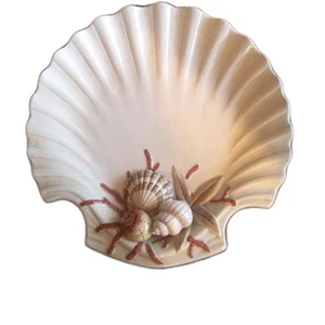Chipped Vintage Fitz and Floyd 11 inch Shell, Scalloped, Sea Shell Dinner Plate - Picture 1 of 6