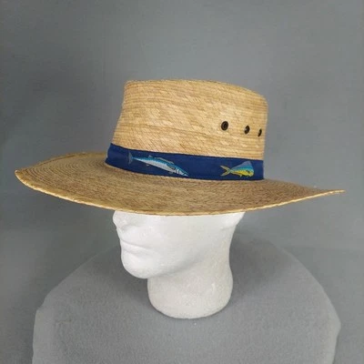 Chapéu Peter Grimm personagem verdadeiro palha golfe reforço solar banda de peixes Panamá masculino GRANDE - Imagem 1 de 4
