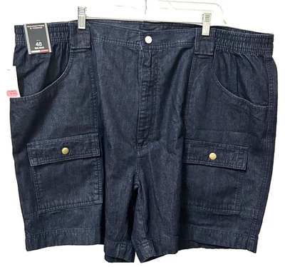 Roundtree & Yorke Men's Denim Blue Jean Shorts Size 48 Big Man Flat Front NWT - Image 1 of 4