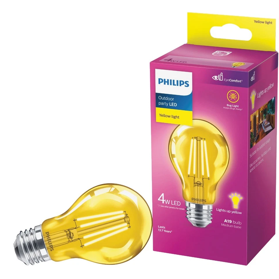 Philips Yellow A19 Medium 4W Indoor/Outdoor LED Decorative Party Light Bulb Pack - Image 1 of 1