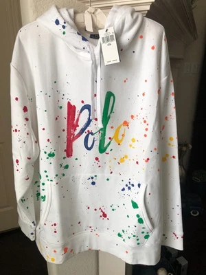NWT POLO Ralph Lauren White Splatter Painted Sweatshirt - Size 2X - $168.00 New - Image 1 of 4