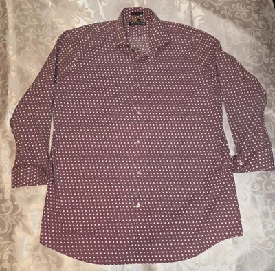 Camisa de vestir Stacy Adams roja con lunares blancos puño francés para hombre talla 18 36/37 Foto 1 de 4