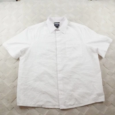 Harbor Bay Seersucker Button Up Shirt Mens 1XL Solid White Cool & Dry S/S - Image 1 of 4
