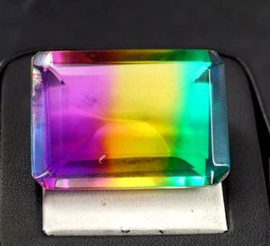 Certified 96.42 Ct Natural Tourmaline Multi- Color Emerald Loose Gemstone - Picture 1 of 2