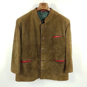 Leder-Janker Herren Gr. 27-28 Braun Rot Handgemacht Jacke Trachtenjacke - Picture 1 of 8